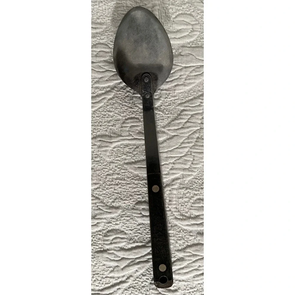 Vintage Flint Stainless USA Black Handle Kitchen Cooking Serving Spoon Utensil‎